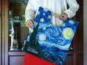 Torba damska XL z drewnianym uchwytem elegancka do pracy Gogh niebieska
