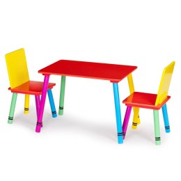 Meble dla dzieci komplet drewniany stół + 2 krzesła kolorowe