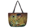 Torba damska do pracy na suwak z nadrukiem dwustronnym Pocałunek G. Klimt