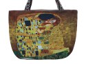 Torba damska do pracy na suwak z nadrukiem dwustronnym Pocałunek G. Klimt