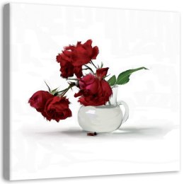 Obraz na płótnie  Czerwone róże w wazonie 30x30