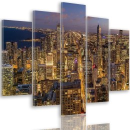 Obraz pięcioczęściowy na płótnie Miasto Chicago nocą 100x70