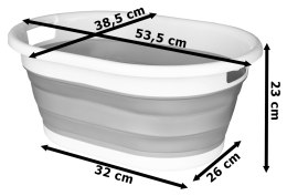 Miska składana owalna AIDA wymiary biało-szara 25L COMPACT