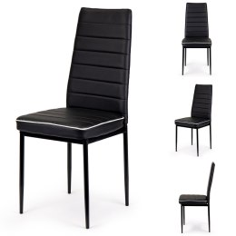 Zestaw 4 krzeseł do salonu jadalni czarne ekoskóra