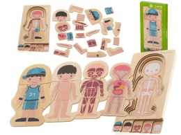puzzle drewniane budowa ciała montessori chłopiec