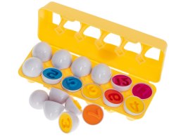 Puzzle klocki dla dzieci JAJKA 12szt wytłaczanka montessori liczby i kolory