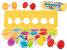 Puzzle klocki jajka 12szt wytłaczanka montessori dla dzieci owoce i warzywa