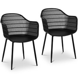 2x Krzesło kubełkowe ażurowe do domu restauracji do 150 kg czarne