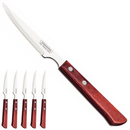 ZESTAW 6x nóż do steków ząbkowany czerwony stal