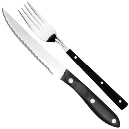 ZESTAW nóż+widelec do steków ząbkowany nierdzewny