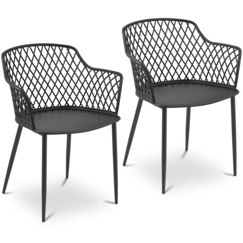 2x Krzesło nowoczesne kubełkowe z oparciem ażurowym czarne