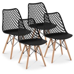 4x Krzesło skandynawskie ażurowe z drewnianymi nogami do kuchni salonu maks. 150 kg