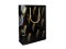 Torebka prezentowa ozdobna czarna w złote pawie pióra na prezent 32x24x8cm