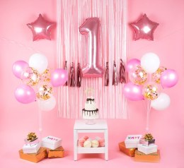 Zestaw balonów na roczek 1 urodziny różowy 21 szt.