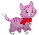 Balon Foliowy Różowy kotek na patyk 35cm fx