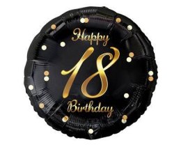 Balon urodzinowy na 18stkę na urodziny foliowy Happy 18 Birthday czarny