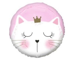 Balon foliowy okrągły Kotek różowy 45 cm