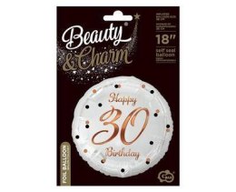 Balon foliowy urodzinowy na 30-stkę urodziny Happy 30 Birthday biały