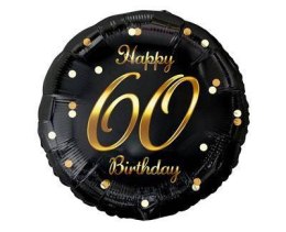Balon urodzinowy na 60-tkę na urodziny foliowy Happy 60 Birthday czarny 46