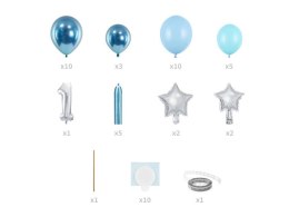 Bukiet balonów Roczek Cyfra 1 niebieski 90x140 cm