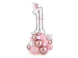Bukiet balonów Roczek Cyfra 1 różowy 90x140 cm