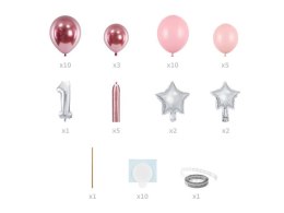 Bukiet balonów Roczek Cyfra 1 różowy 90x140 cm