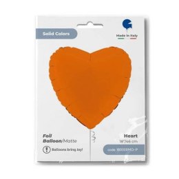Balon Foliowy Pomarańczowe Matowe Serce 46 cm Grabo