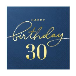Zestaw 10sz Serwetki urodzinowe na 30-stkę Happy Birthday 30 granatowe