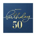Serwetki urodzinowe 10szt. na 50-tkę na urodziny Happy Birthday 50 granat