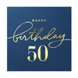 Serwetki urodzinowe 10szt. na 50-tkę na urodziny Happy Birthday 50 granat
