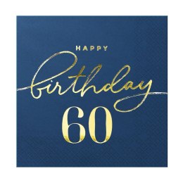 Zestaw 10szt. Serwetki na 60-tkę na urodziny Happy Birthday 60 granatowe