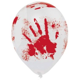 Balony lateksowe krwawe nadruki Halloween 25cm 6 szt.