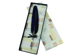 Zestaw piśmienniczy Pióro ze stalówką eleganckie czarne na prezent