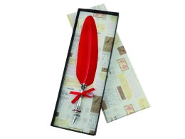 Zestaw piśmienniczy Pióro ze stalówką czerwone eleganckie na prezent
