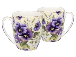 Kubek na kawę herbatę w kwiatki Bratki w prezentowej ozdobnej tubie PREZENT