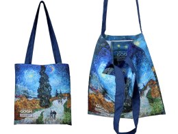 Torba torebka damska na ramię zakupy V. van Gogh Droga z cyprysem niebieska