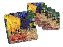 ZESTAW 6 podkładek korkowych pod kubek wazon Gogh Taras Kawiarni w Nocy