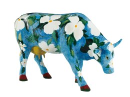 Figurka figura krowa w kwiaty niebieska eksluzywna ozdoba ozdobna dekoracja