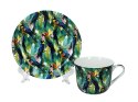Filiżanka śniadaniowa na kawe herbatę ze spodkiem Tropical Birds z papugami