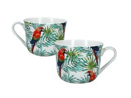 Zestaw Filiżanka + spodek do kawy herbaty śniadaniowa Tropical Parakeets