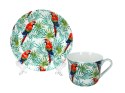 Zestaw Filiżanka + spodek do kawy herbaty śniadaniowa Tropical Parakeets