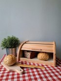 Chlebak drewniany mały naturalny z deską gratis