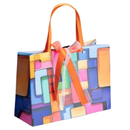 Mała torebka prezentowa kolorowa w ciekawe wzory 32 x 25 x 10 cm