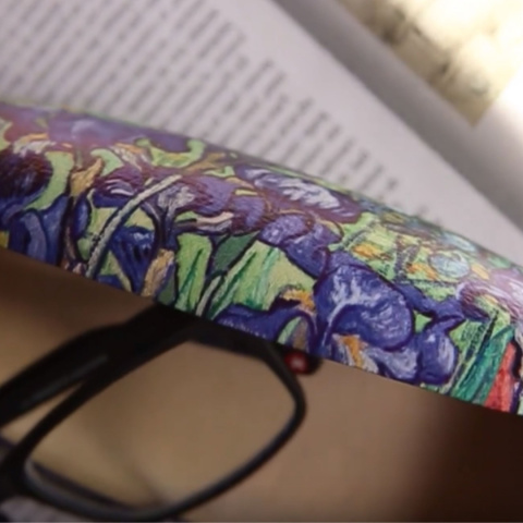 Etui futerał twardy z nadrukiem w kwiaty na okulary do torebki Gogh Irysy