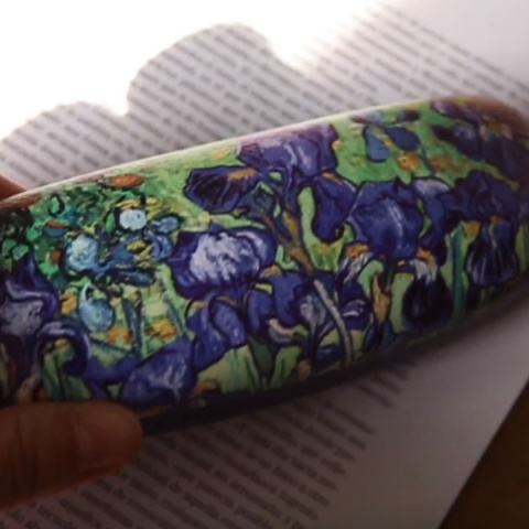 Etui futerał twardy z nadrukiem w kwiaty na okulary do torebki Gogh Irysy