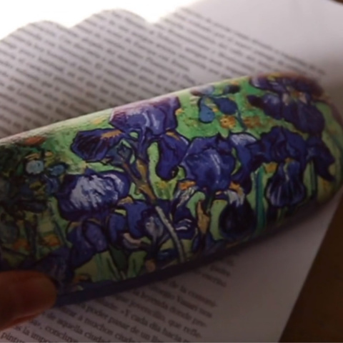 Etui futerał twardy z nadrukiem w kwiaty na okulary do torebki Gogh Irysy