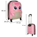 Walizka podróżna dla dzieci bagaż podręczny na kółkach kot różowa uchwyt