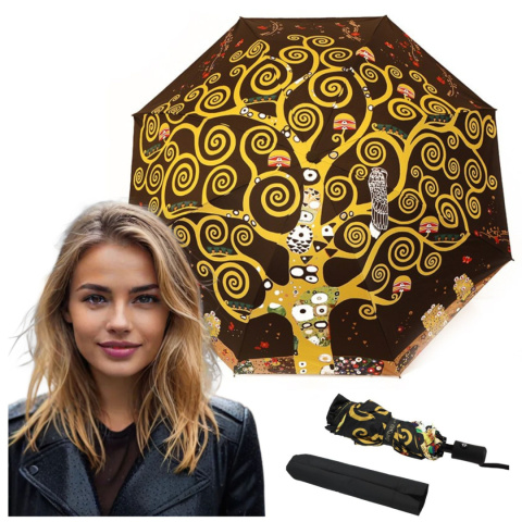 Parasol parasolka automat składany damski mocny G. Klimt Drzewo życia