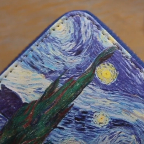 Portfel damski portmonetka na suwak monety niebieski van Gogh na prezent